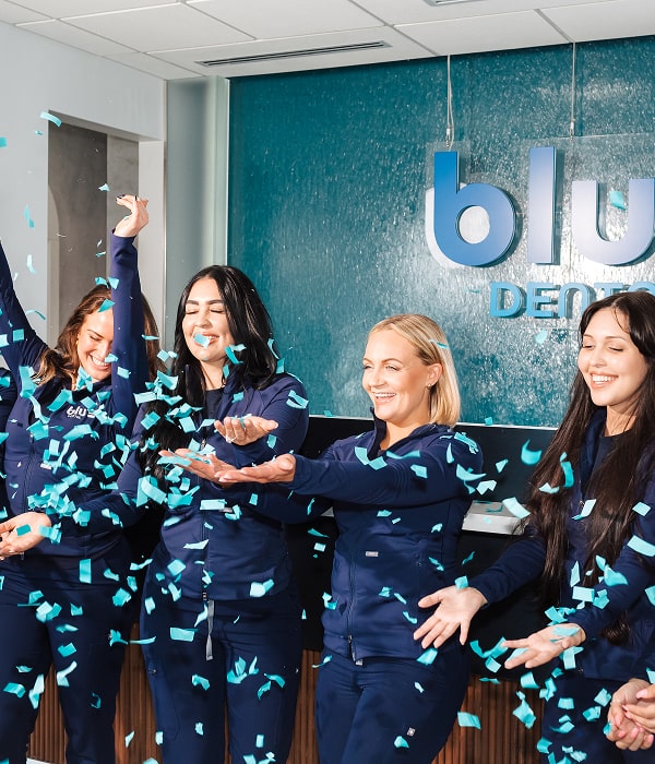Blu Dental team having a good time and smiling